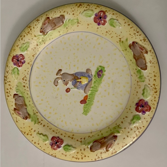 Baum Bros Style Eyes Vintage Dessert Plate, Embossed Rabbits, Rare Easter Decor - Picture 10 of 12